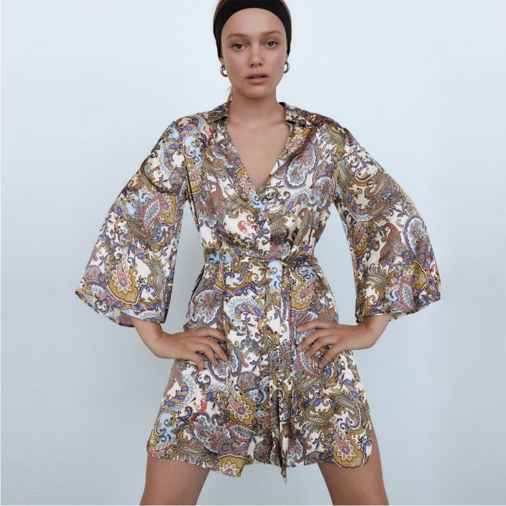 Zara printed mini dress